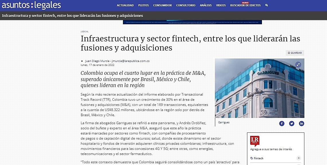 Infraestructura y sector fintech, entre los que liderarn las fusiones y adquisiciones
